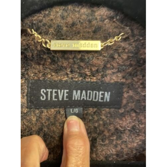 Steve Madden Wool Blend Coat size Lg Double Breasted Brown Hand Pockets‎ - Picture 4 of 11